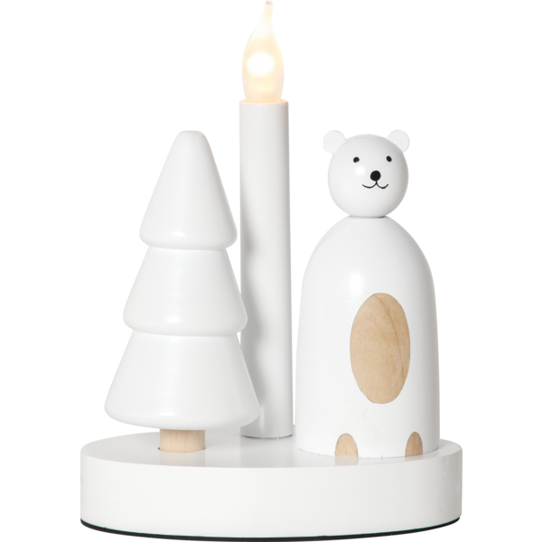 Adventsljusstake Isbjörn och gran 16x10x21 cm