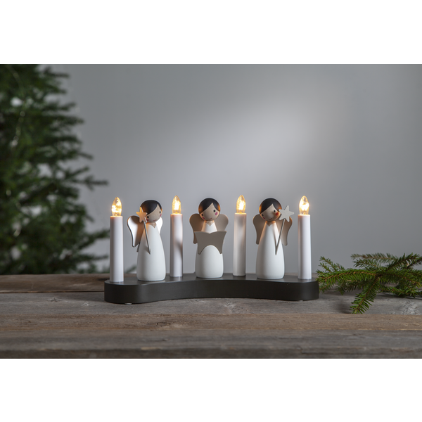 Adventsljusstake Ängel kör 31x15x8 cm