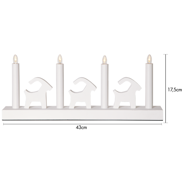Adventsljusstake Bruse 43x7x17,5 cm Vit