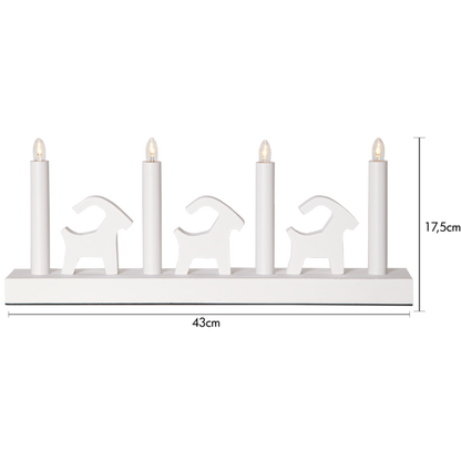 Adventsljusstake Bruse 43x7x17,5 cm Vit