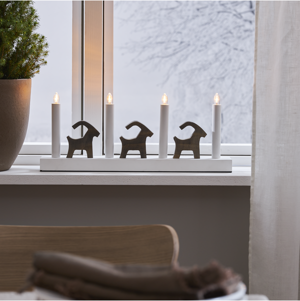 Adventsljusstake Bruse 43x7x17,5 cm Vit/brun