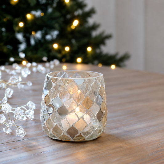 Ljuslykta Mosaik 2-pack champagne