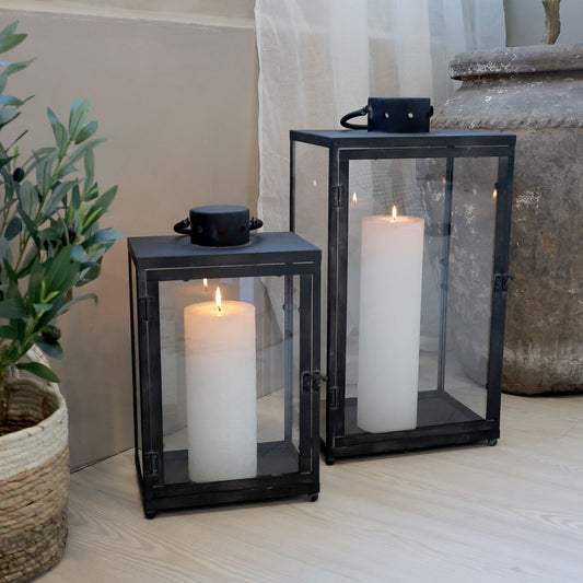 Ljuslykta 2-pack H55cm / H40,5cm Antik kol