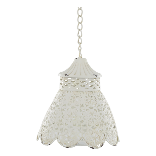 Ljuslykta hängande med skärm H19/Ø15,5 cm antik creme