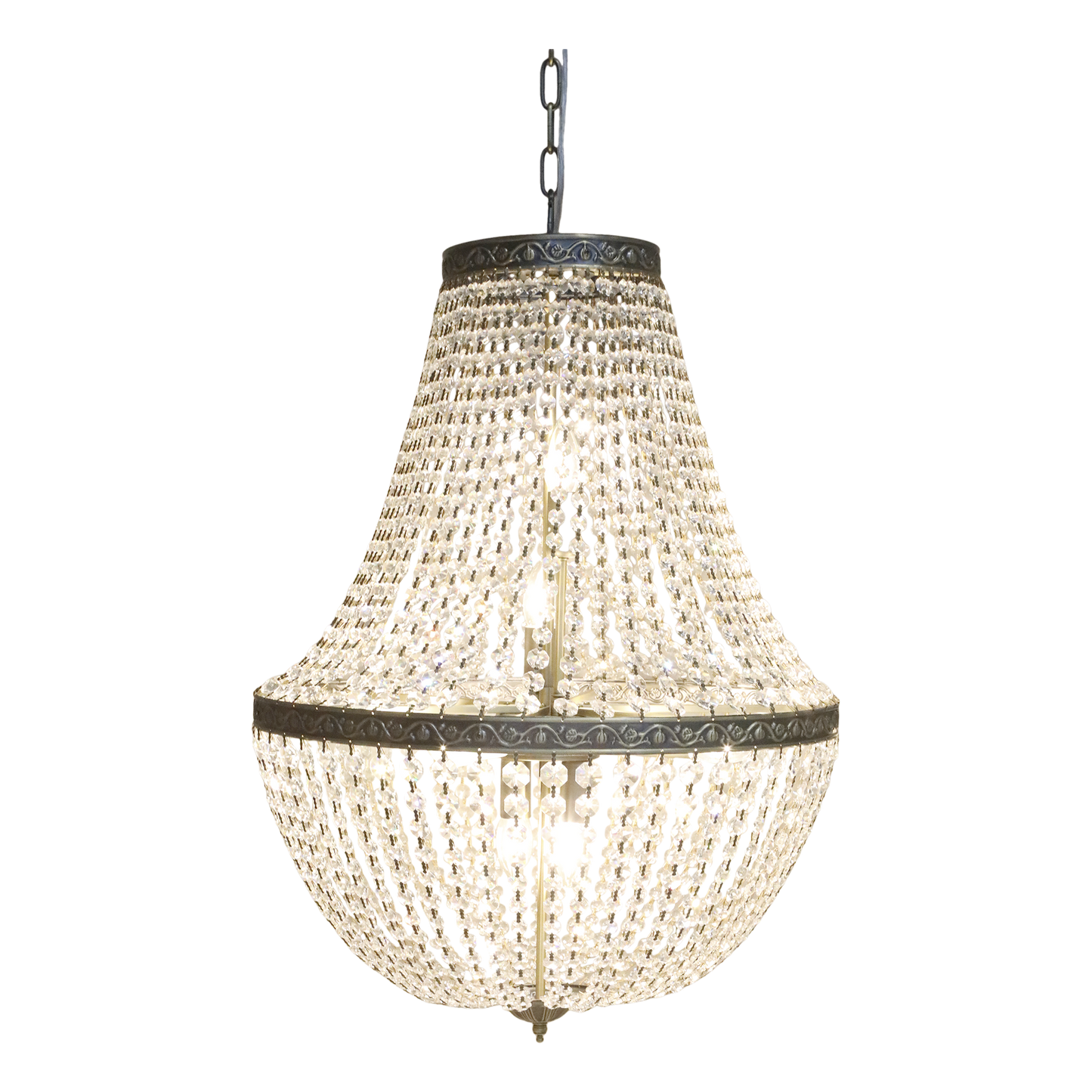 Chic Antique Lampa Versailles fransk ljuskrona med glasprismor H75/Ø55 cm