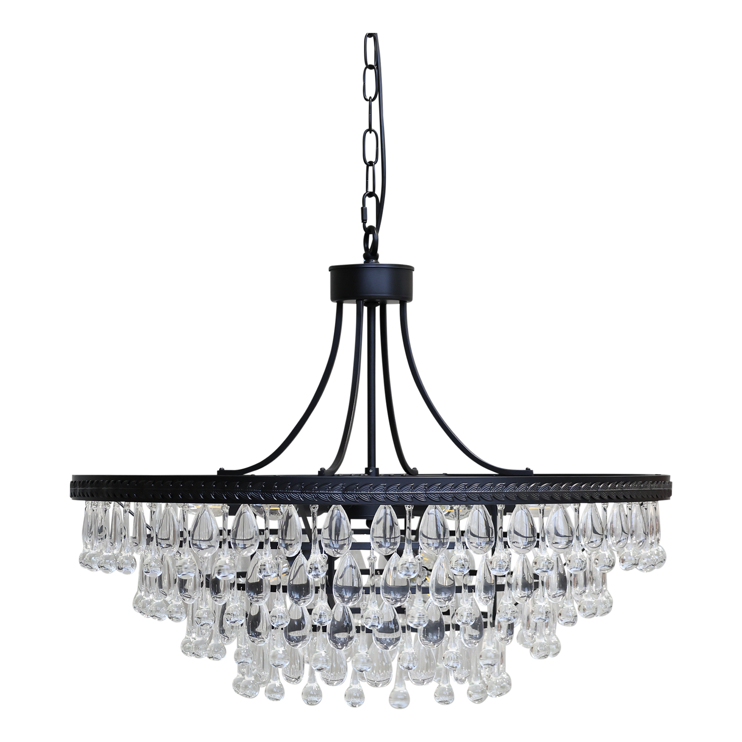 Chic Antique Lampa Versailles Ljuskrona med droppformade glasprismor H57/Ø70 cm svart