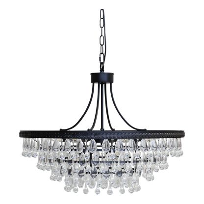 Chic Antique Lampa Versailles Ljuskrona med droppformade glasprismor H57/Ø70 cm svart