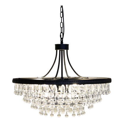 Chic Antique Lampa Versailles Ljuskrona med droppformade glasprismor H57/Ø70 cm svart