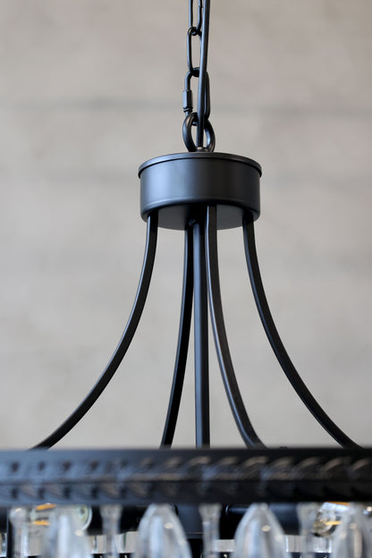 Chic Antique Lampa Versailles Ljuskrona med droppformade glasprismor H57/Ø70 cm svart