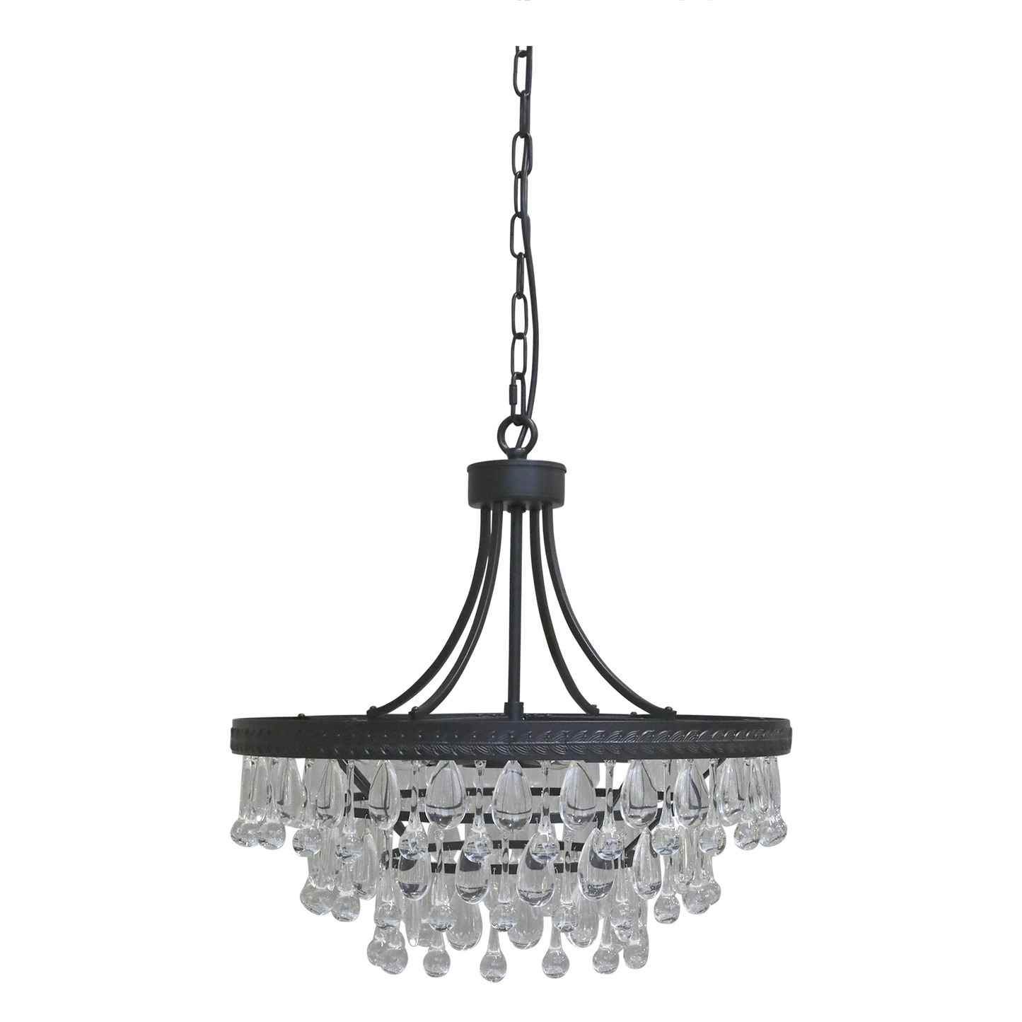 Chic Antique Lampa Versailles Ljuskrona med droppformade glasprismor H49/Ø50 cm svart