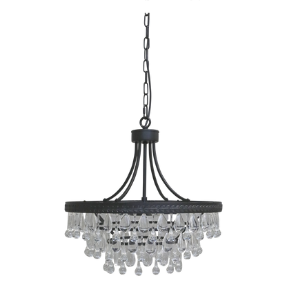 Chic Antique Lampa Versailles Ljuskrona med droppformade glasprismor H49/Ø50 cm svart