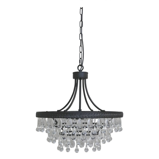 Chic Antique Lampa Versailles Ljuskrona med droppformade glasprismor H49/Ø50 cm svart