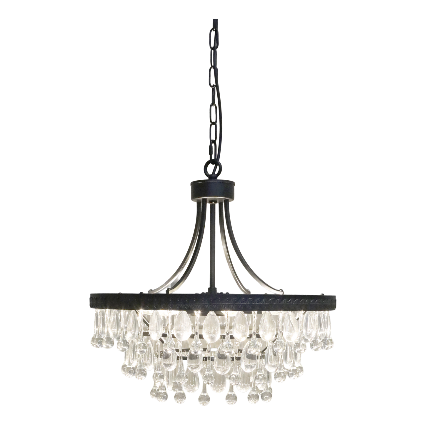 Chic Antique Lampa Versailles Ljuskrona med droppformade glasprismor H49/Ø50 cm svart