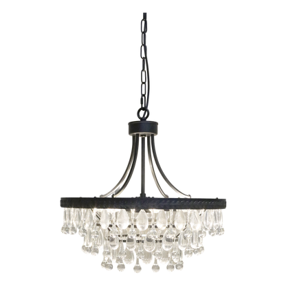 Chic Antique Lampa Versailles Ljuskrona med droppformade glasprismor H49/Ø50 cm svart