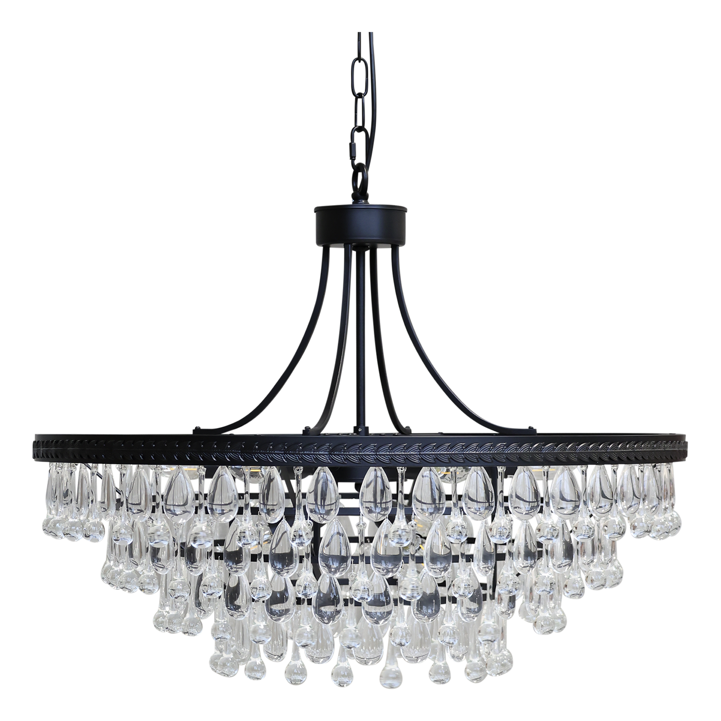 Chic Antique Lampa Versailles Ljuskrona med droppformade glasprismor H59/Ø90 cm svart