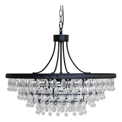 Chic Antique Lampa Versailles Ljuskrona med droppformade glasprismor H59/Ø90 cm svart