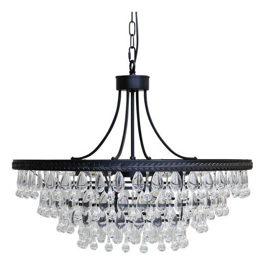 Chic Antique Lampa Versailles Ljuskrona med droppformade glasprismor H59/Ø90 cm svart