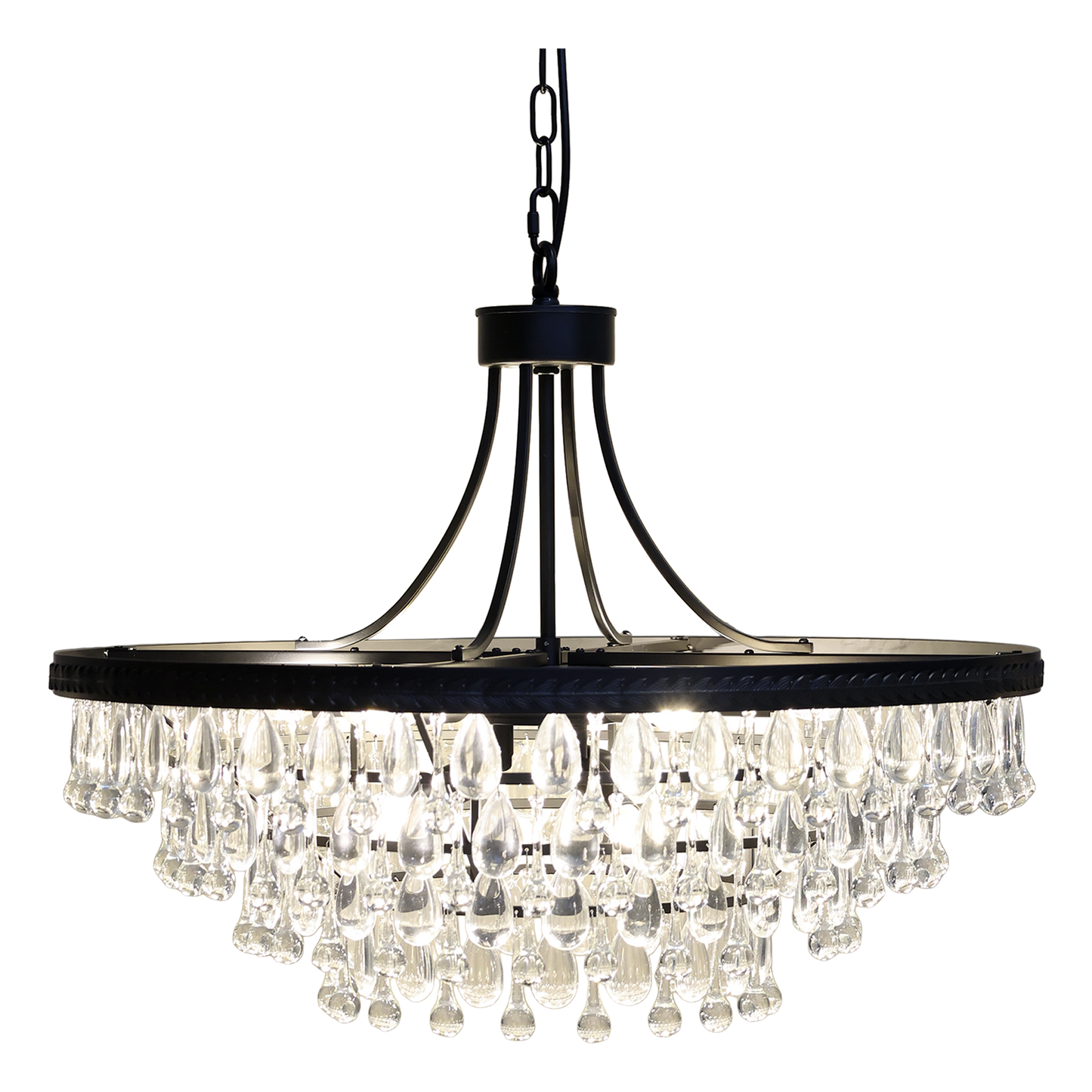 Chic Antique Lampa Versailles Ljuskrona med droppformade glasprismor H59/Ø90 cm svart