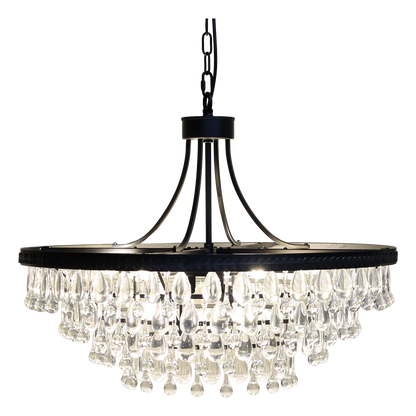 Chic Antique Lampa Versailles Ljuskrona med droppformade glasprismor H59/Ø90 cm svart