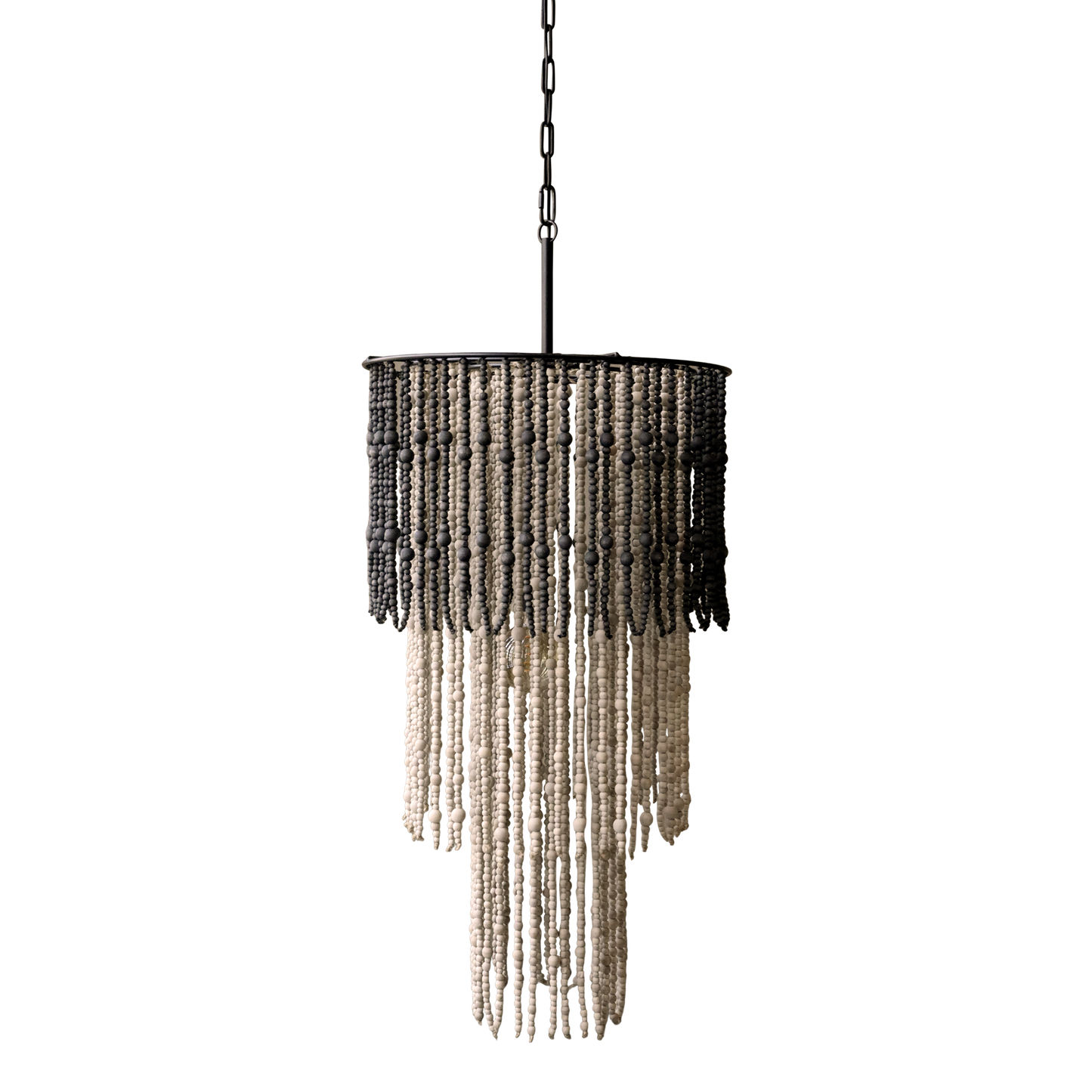 Chic Antique Lampa Ljuskrona med träpärlor H90/Ø50 cm
