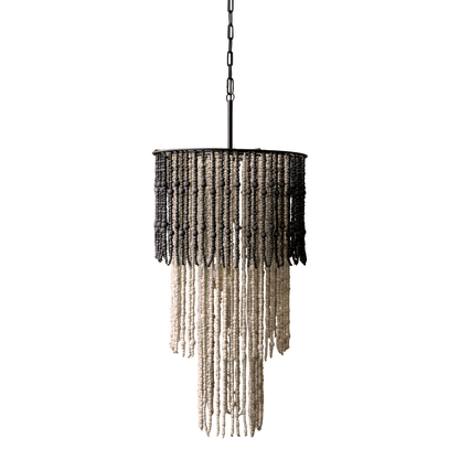 Chic Antique Lampa Ljuskrona med träpärlor H90/Ø50 cm