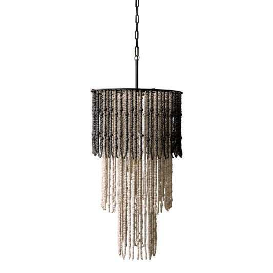 Chic Antique Lampa Ljuskrona med träpärlor H90/Ø50 cm