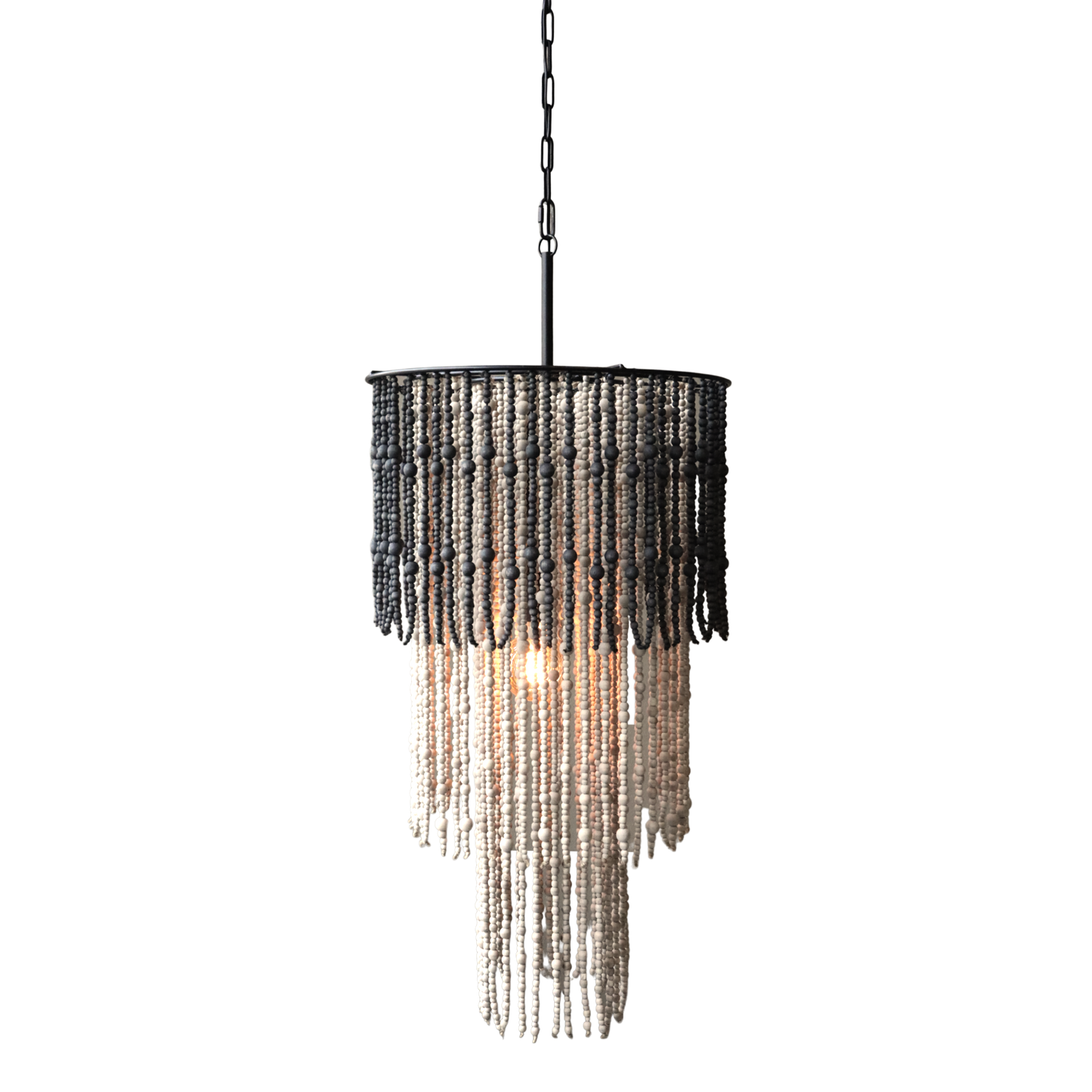 Chic Antique Lampa Ljuskrona med träpärlor H90/Ø50 cm