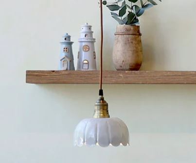 Taklampa Lunel Emalj H16/Ø18 cm creme