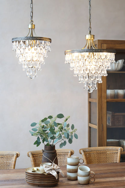 Chic Antique Lampa Versailles Ljuskrona med droppformade glasprismor H54/Ø35 cm