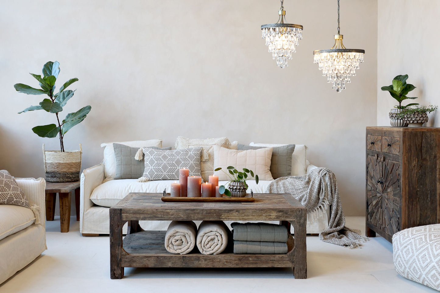 Chic Antique Lampa Versailles Ljuskrona med droppformade glasprismor H54/Ø35 cm