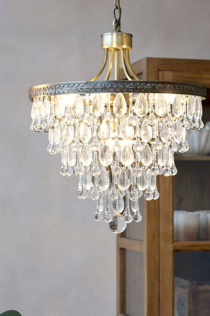 Chic Antique Lampa Versailles Ljuskrona med droppformade glasprismor H54/Ø45 cm