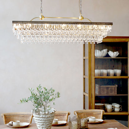 Chic Antique Lampa Versailles Ljuskrona med droppformade glasprismor 40x120x40 cm