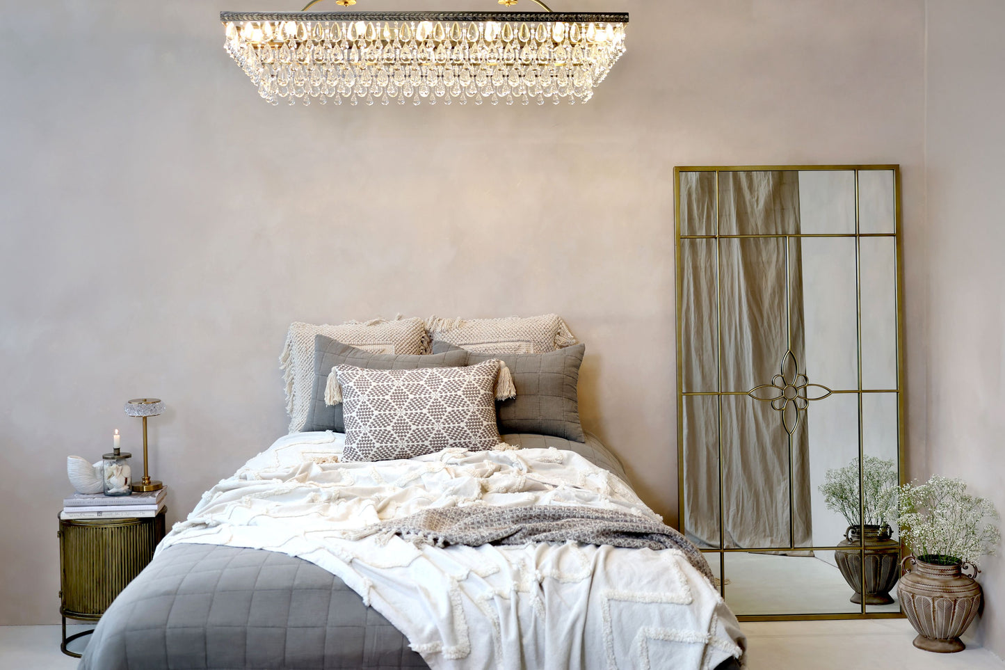 Chic Antique Lampa Versailles Ljuskrona med droppformade glasprismor 40x120x40 cm