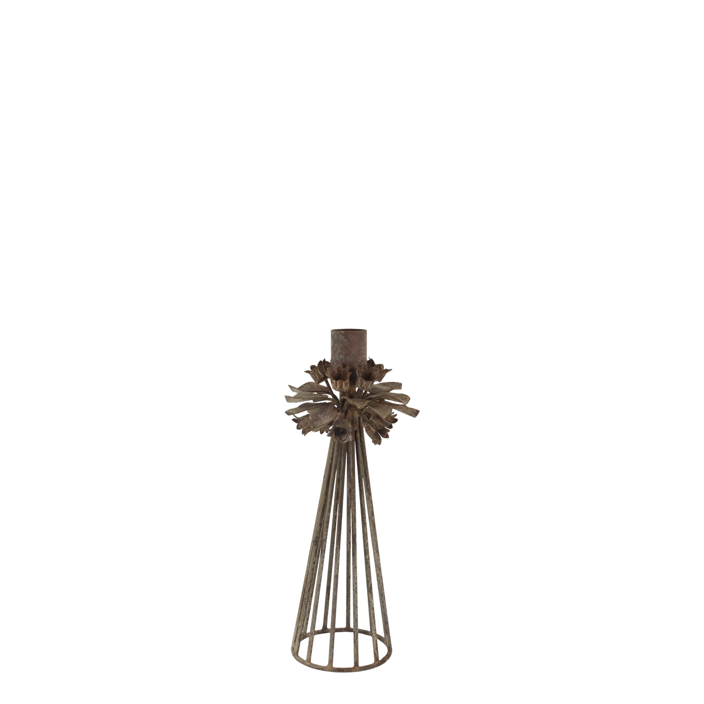 Ljusstake m. blomdekor H23/Ø9,5 cm antik mocca I lager Augusti 2026