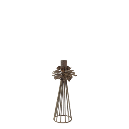 Ljusstake m. blomdekor H23/Ø9,5 cm antik mocca I lager Augusti 2026