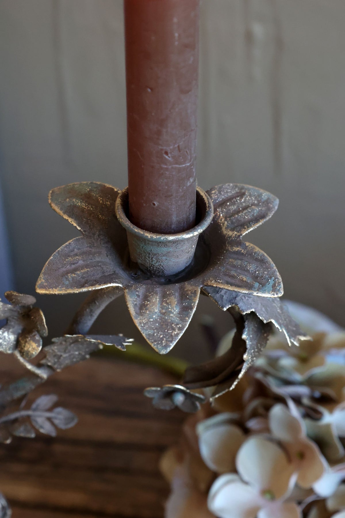 Ljusstake Vintage 41 cm antik mocca