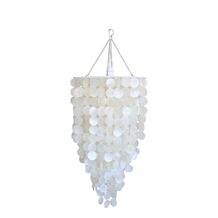 Taklampa Pärlemorsskal H73/Ø42 cm creme I lager December 2026