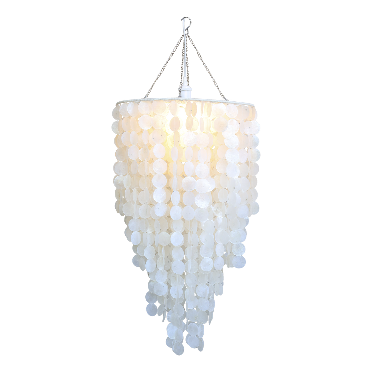 Taklampa Pärlemorsskal H90/Ø50 cm creme I lager December 2026