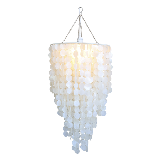 Taklampa Pärlemorsskal H90/Ø50 cm creme I lager December 2026