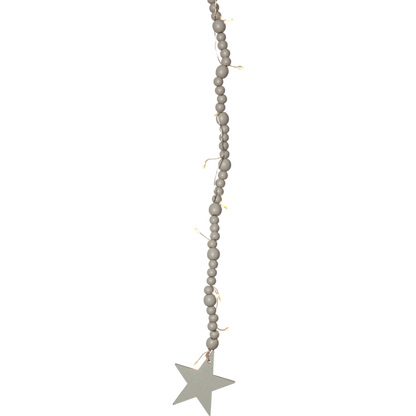 Belysning Jul Ljusslinga träpärlor Greige 150 cm