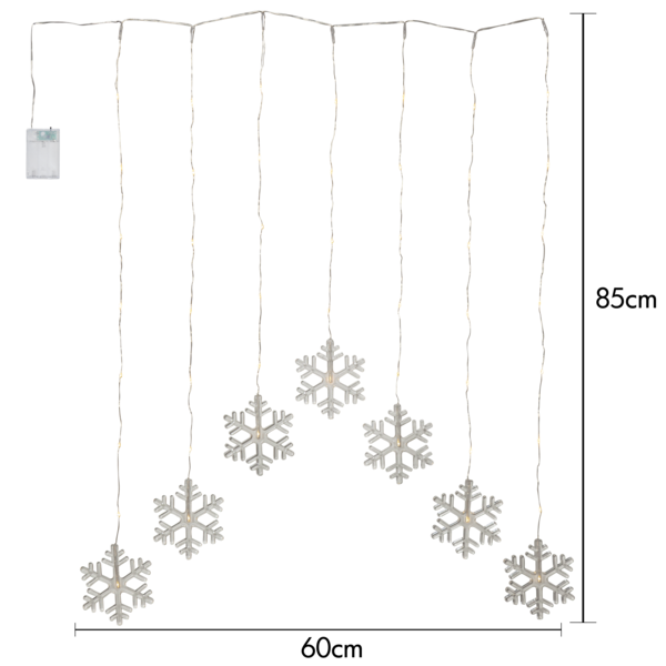Belysning Jul Ljusgardin Snowflake 60x85 cm