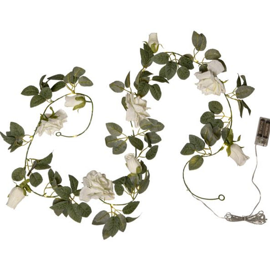 Div. belysning Ljusslinga rosor och blad 200 cm I lager vecka 08