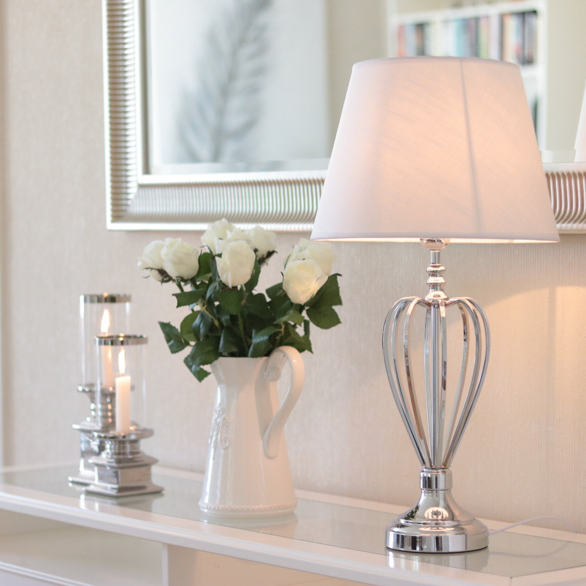 Bordslampa Lampfot Krona 40 cm Silver