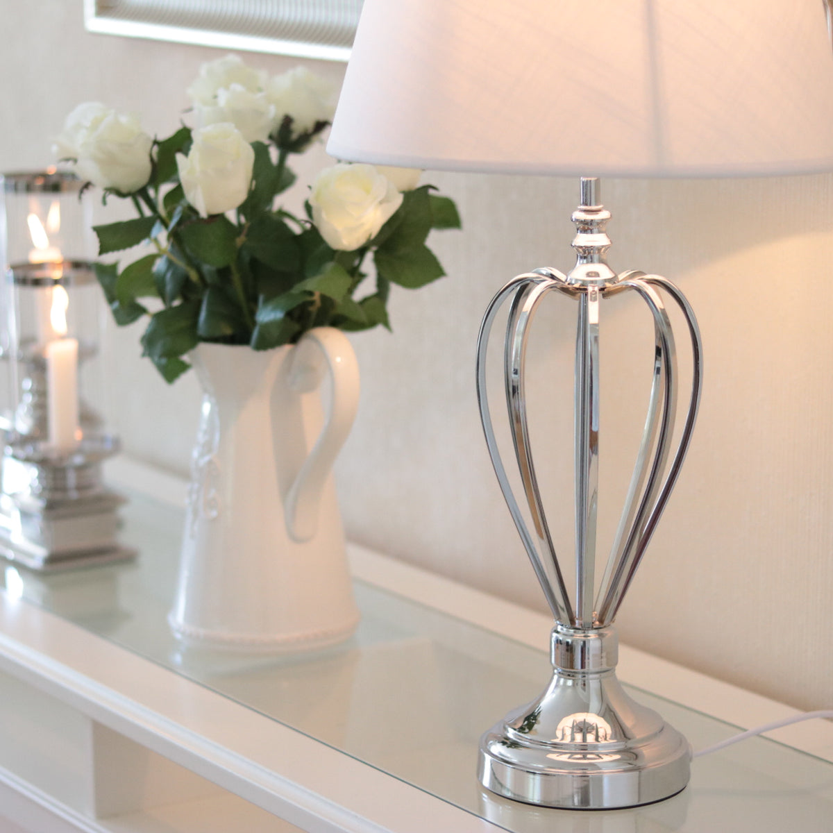 Bordslampa Lampfot Krona 40 cm Silver