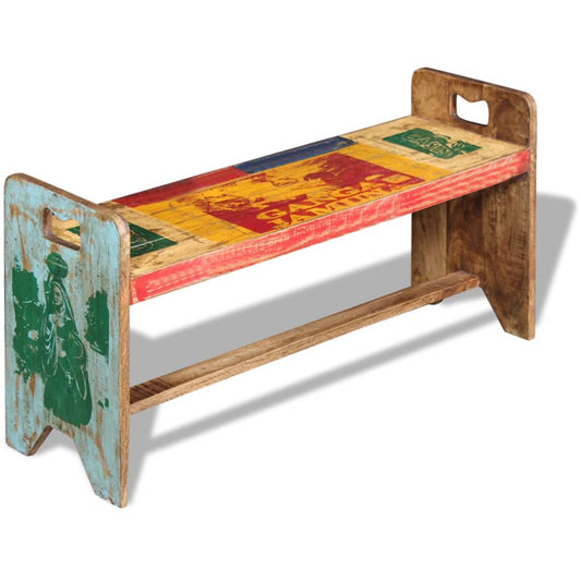 Hallbänk massivt återvunnet Trä 100x30x50 cm