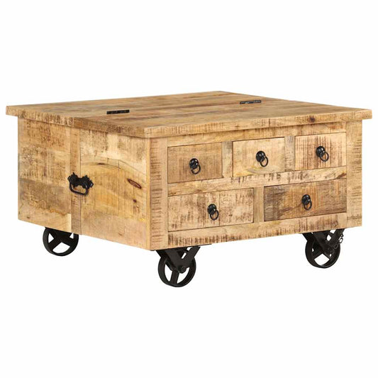 Soffbord Trä grovt mangoträ 70x70x40 cm