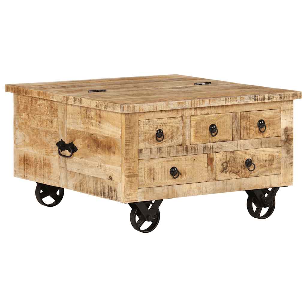 Soffbord Trä grovt mangoträ 70x70x40 cm