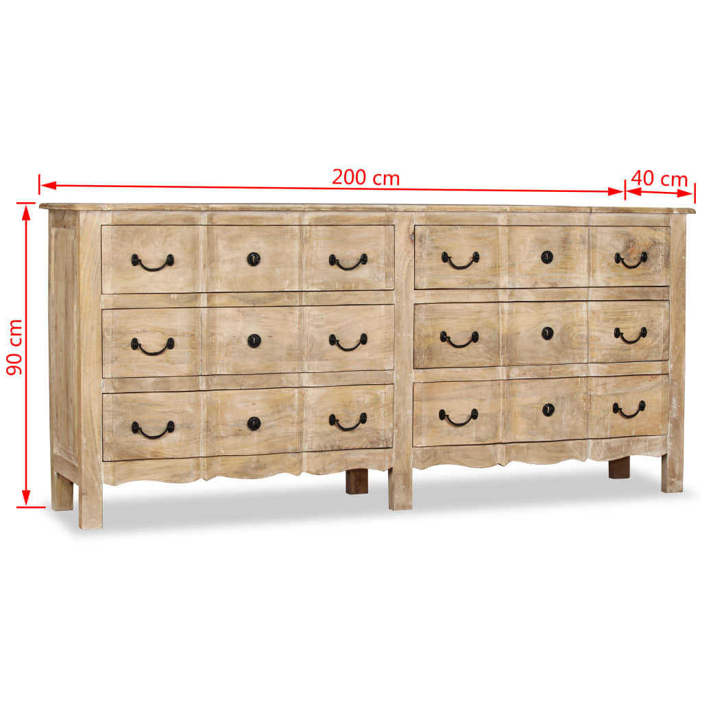Skänk massivt mangoträ 200x40x90 cm