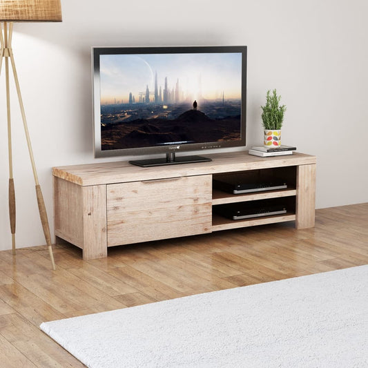 TV-Möbel Trä TV-Bänk i massivt borstat akaciaträ 140x38x40 cm