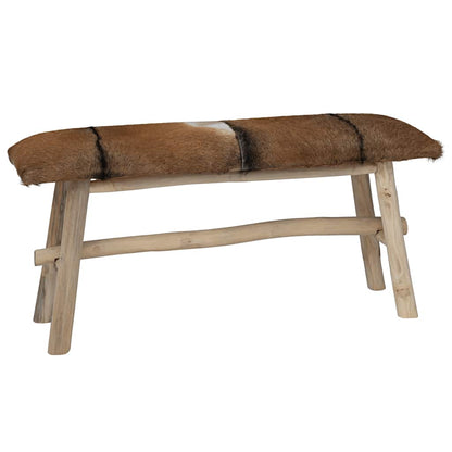 Hallbänk getskinnsläder teak